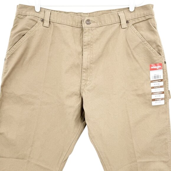 Wrangler Men's Heritage Low Stretch Relaxed Tan Carpenter Pants Size 40x30 NWT - Picture 3 of 11